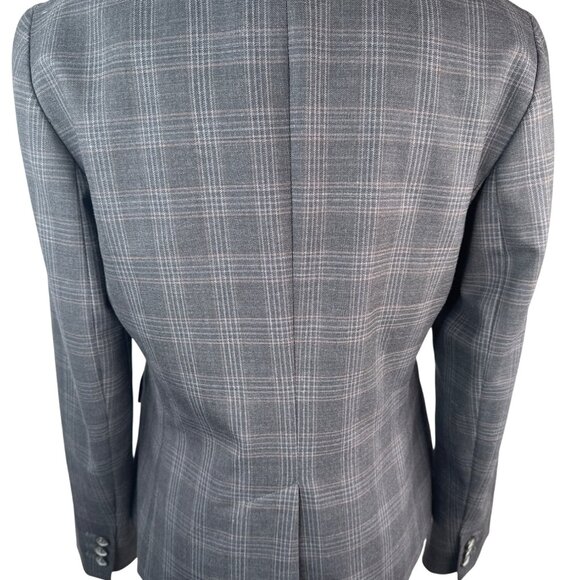 Talbots Grey Size 4 Plaid Two-Button Blazer Wool Blend - Picture 9 of 14